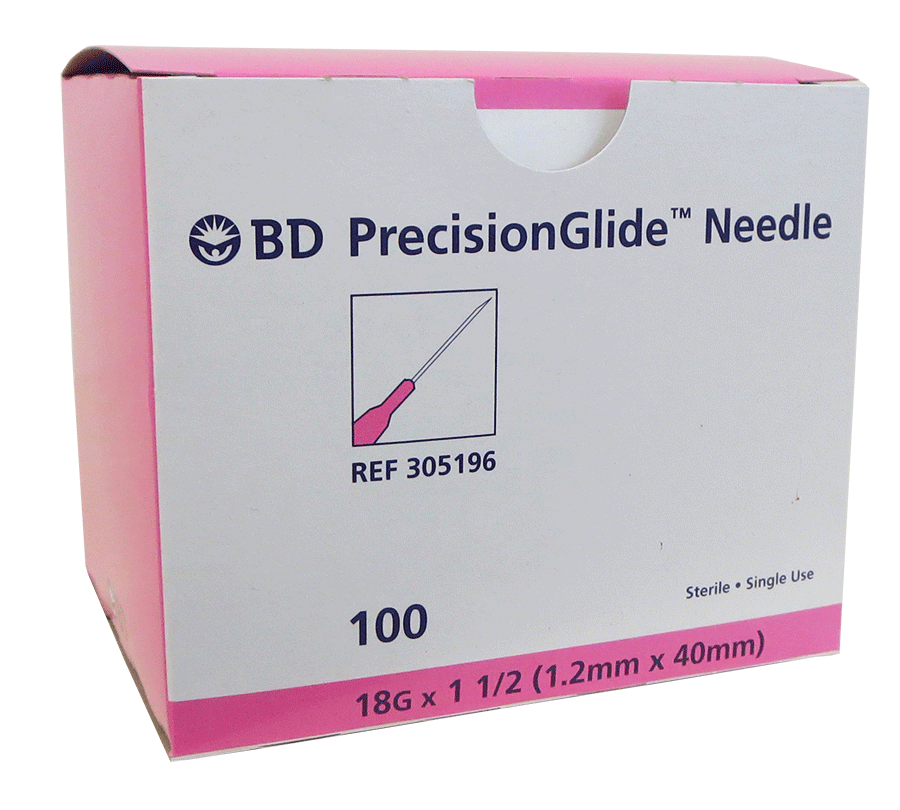 BD #305196 Needle, 18G x 1½", Regular Bevel, Sterile, 100/bx - fhmedicalservices