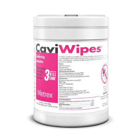 CaviWipes™ #13-1100 Surface Disinfectant Premoistened Alcohol Based Wipe 160 Count Canister Disposable Alcohol Scent NonSterile