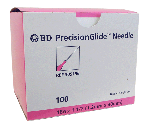 BD #305196 Needle, 18G x 1½", Regular Bevel, Sterile, 100/bx - fhmedicalservices