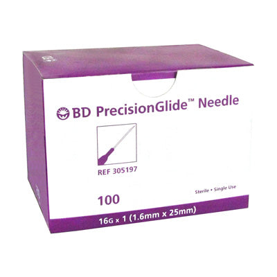 BD #305197 Needle, 16G x 1" Regular Bevel, Sterile, 100/bx - fhmedicalservices