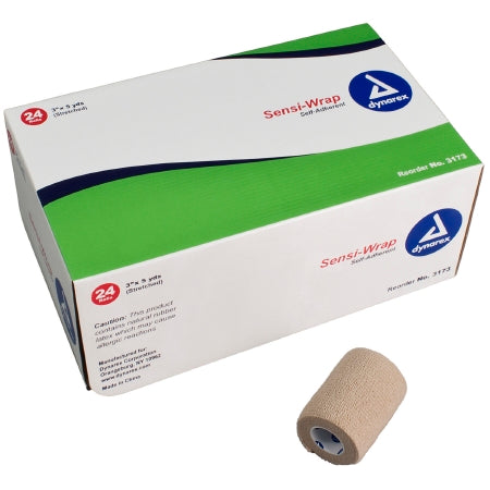 Dynarex #3173, Cohesive Bandage Sensi-Wrap 3 Inch X 5 Yard Standard Compression Self-adherent, 24 per box