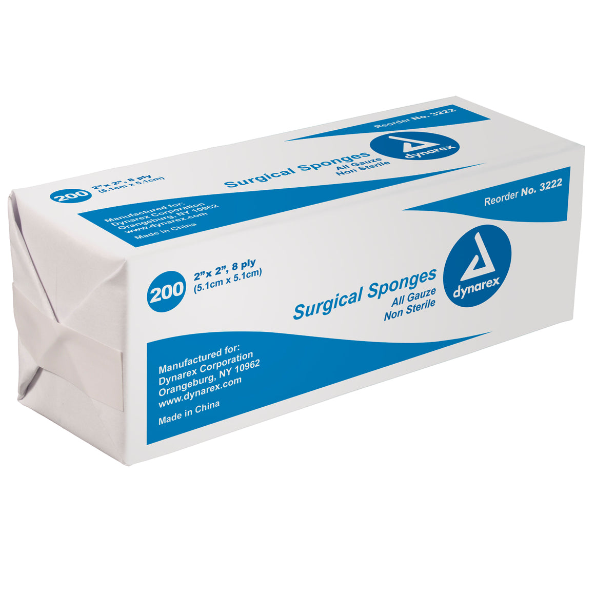 Dynarex #3222 Surgical Gauze Sponge 2x2 - 8ply - 200 per bag - fhmedicalservices