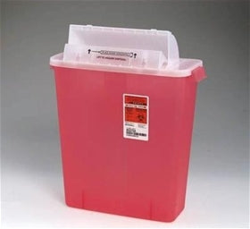 Covidien #8537SA SharpSafety Safety In Room Sharps Container Counterbalance Lid, 3 gal Capacity, Transparent Red - fhmedicalservices