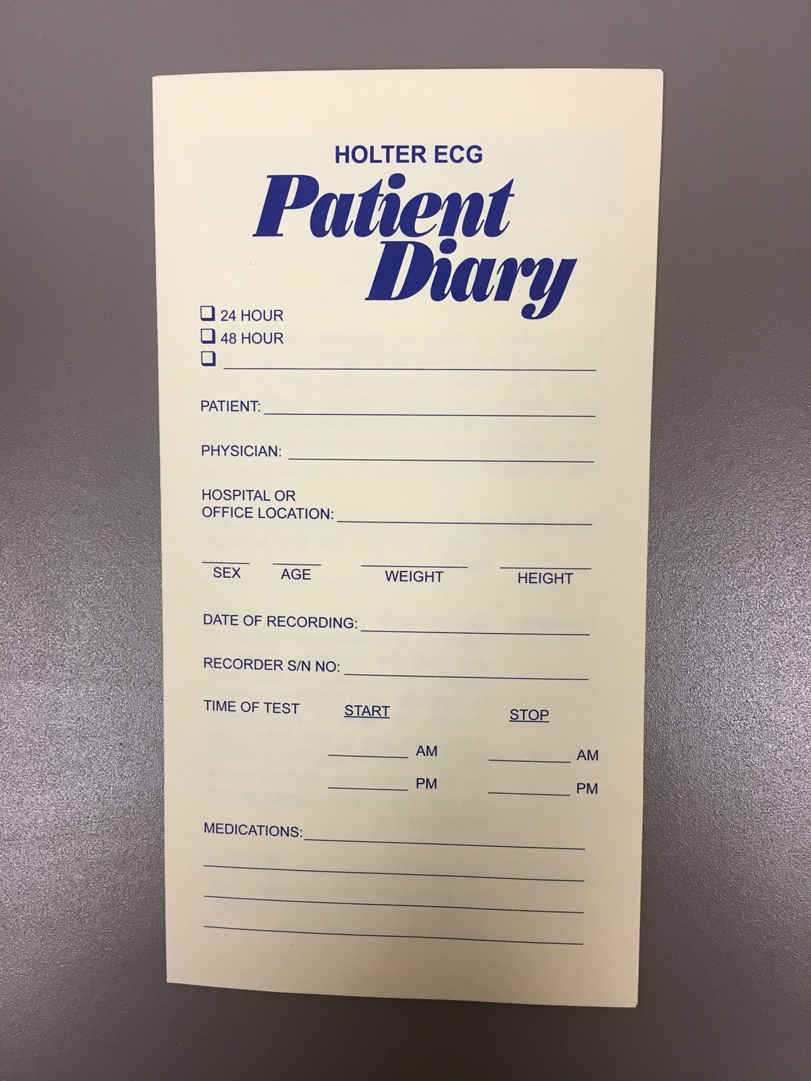 Patient Holter Diary #5100 - fhmedicalservices
