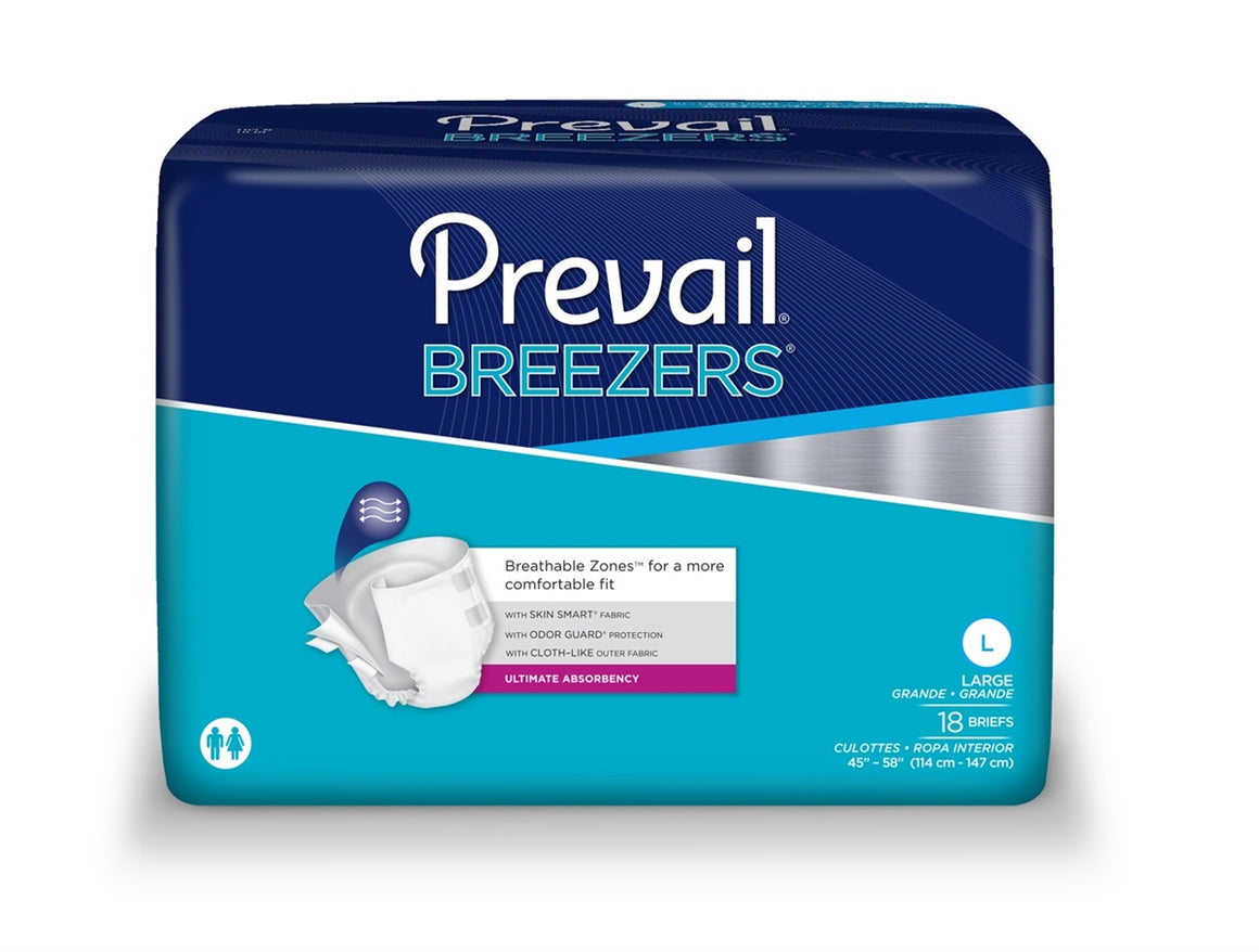 Prevail Breezers Adult Brief, Large, Heavy Absorbency, #PVB-013 - Pack of 18 - fhmedicalservices